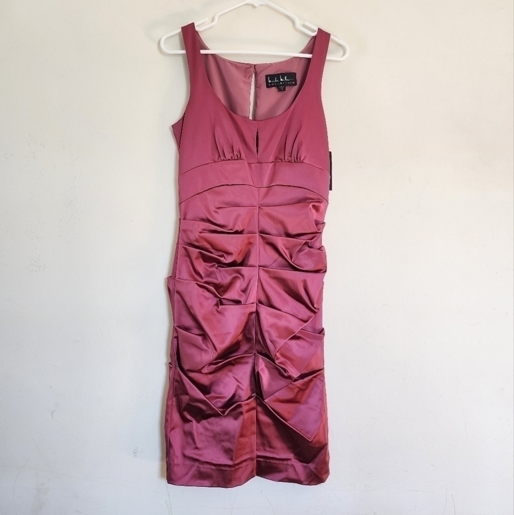 Nicole Miller Collection Charmeuse Rosy Pink Cocktail Dress size 6 NWT USA Made